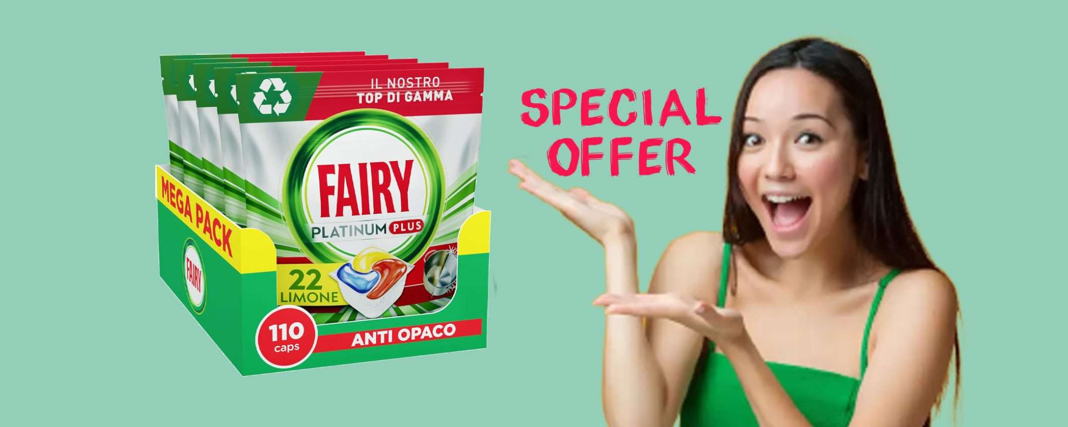 110 Capsule per lavastoviglie Fairy Platinum a soli 29€ su Amazon! 110 Capsule per lavastoviglie Fairy Platinum a soli 29€ su Amazon!