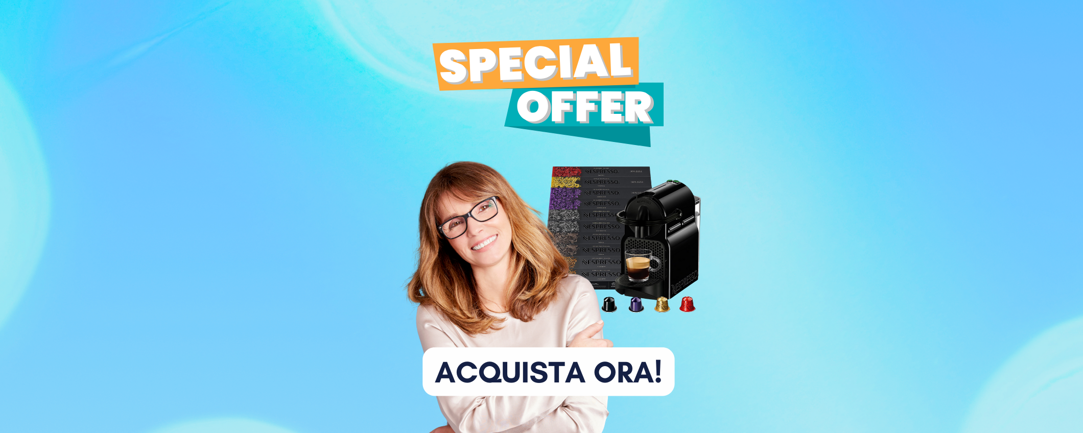 Macchina Nespresso Inissia + 100 capsule: sconto del 31%! Macchina Nespresso Inissia + 100 capsule: sconto del 31%!