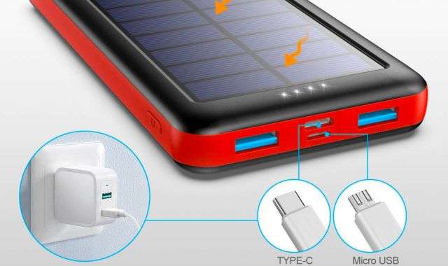 Power bank solare porte connessione