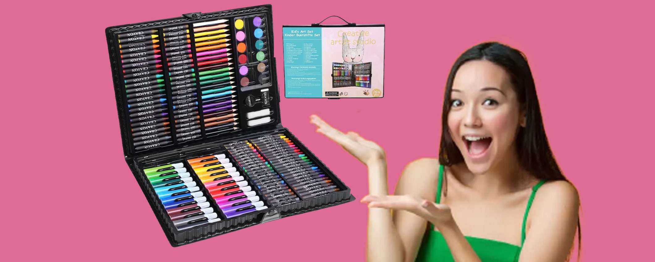 Set di colori da disegno (164 pezzi) in doppio sconto WOW a 18€ Set di colori da disegno (164 pezzi) in doppio sconto WOW a 18€