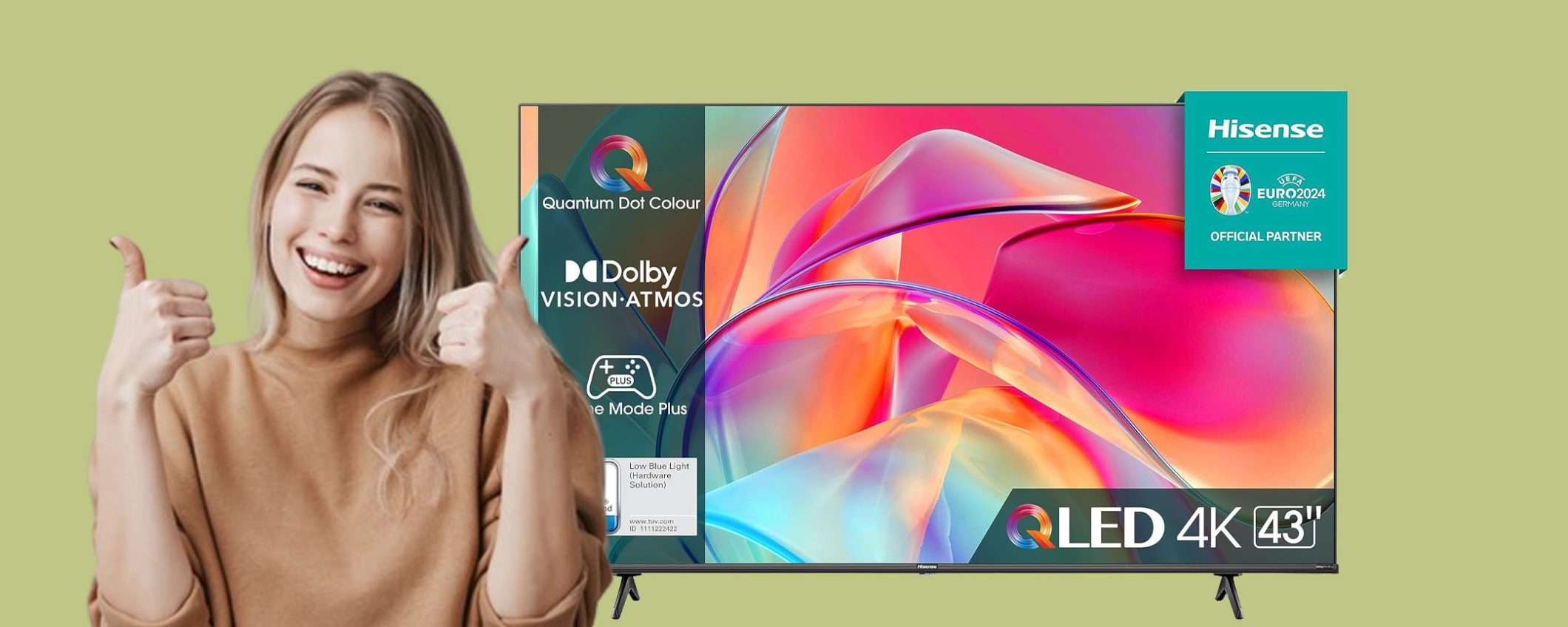 Smart TV Hisense 4K QLED da 43 pollici in offerta SUPER a 329€ Smart TV Hisense 4K QLED da 43 pollici in offerta SUPER a 329€
