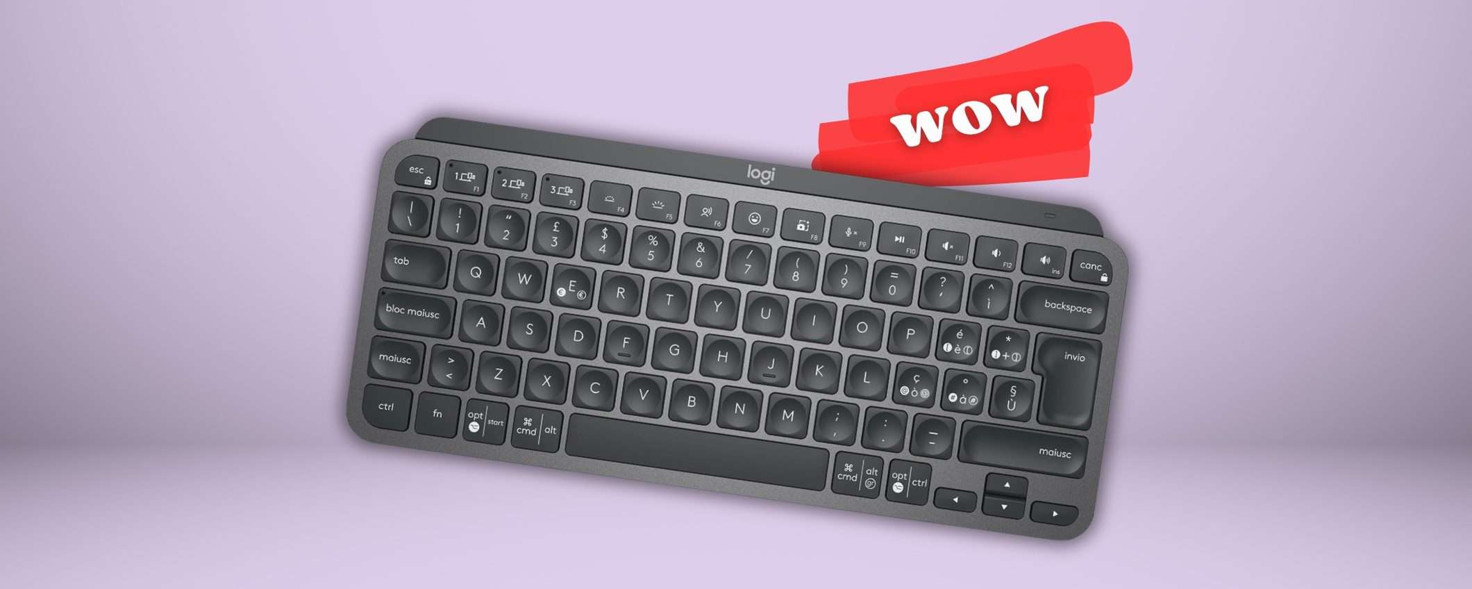 Logitech MX Keys Mini, tastiera dal feeling PREMIUM wireless e scontata Logitech MX Keys Mini, tastiera dal feeling PREMIUM wireless e scontata