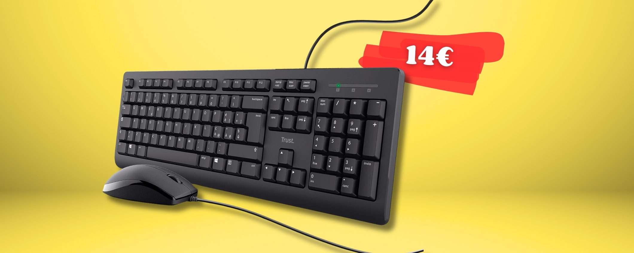 Trust per una soluzione ECONOMICA e completa: tastiera + mouse a 14€ Trust per una soluzione ECONOMICA e completa: tastiera + mouse a 14€