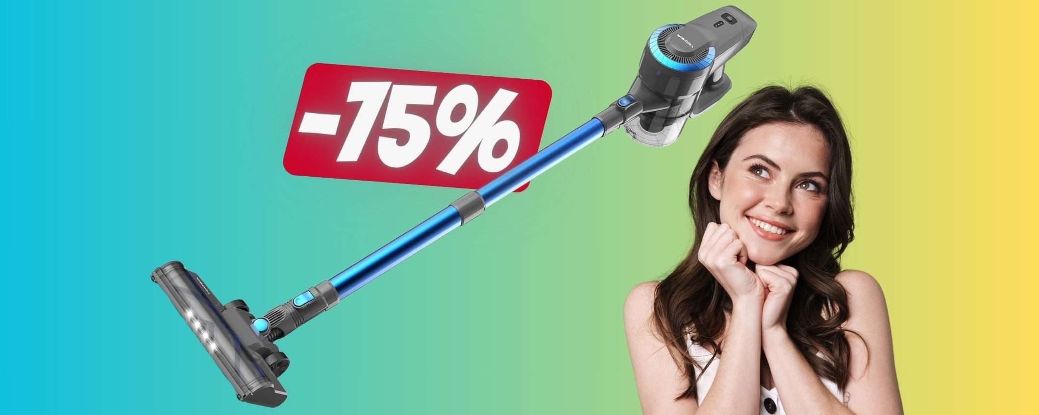 Aspirapolvere senza fili ultraleggero e potente in OFFERTA al 75% Aspirapolvere senza fili ultraleggero e potente in OFFERTA al 75%
