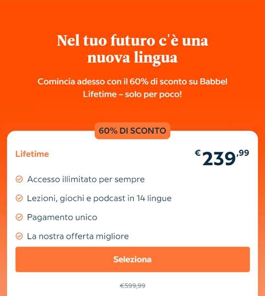 babbel offerta piano a vita