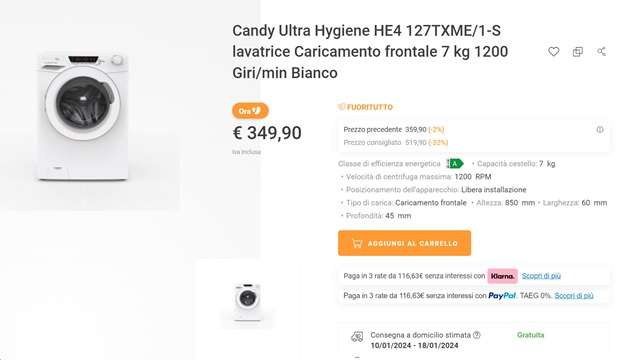 candy ultra hygiene 349 euro unieuro