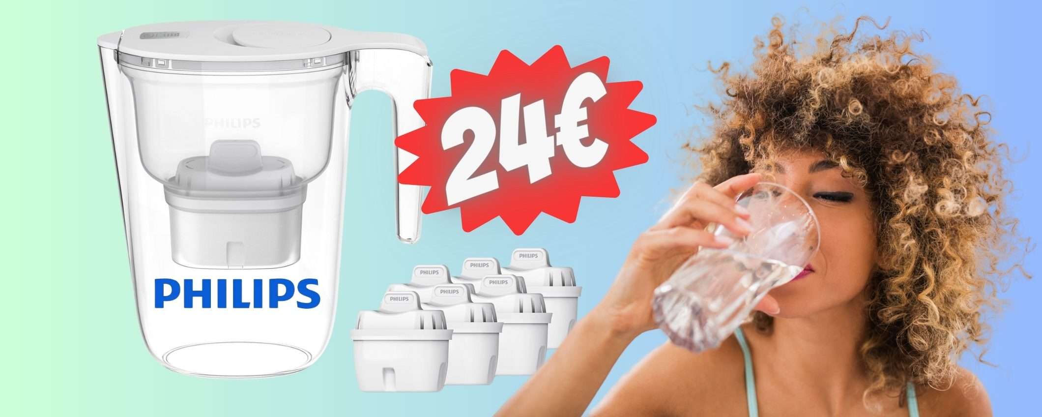 Caraffa filtrante Philips con 6 cartucce per bere l'acqua pulita (24€) Caraffa filtrante Philips con 6 cartucce per bere l'acqua pulita (24€)
