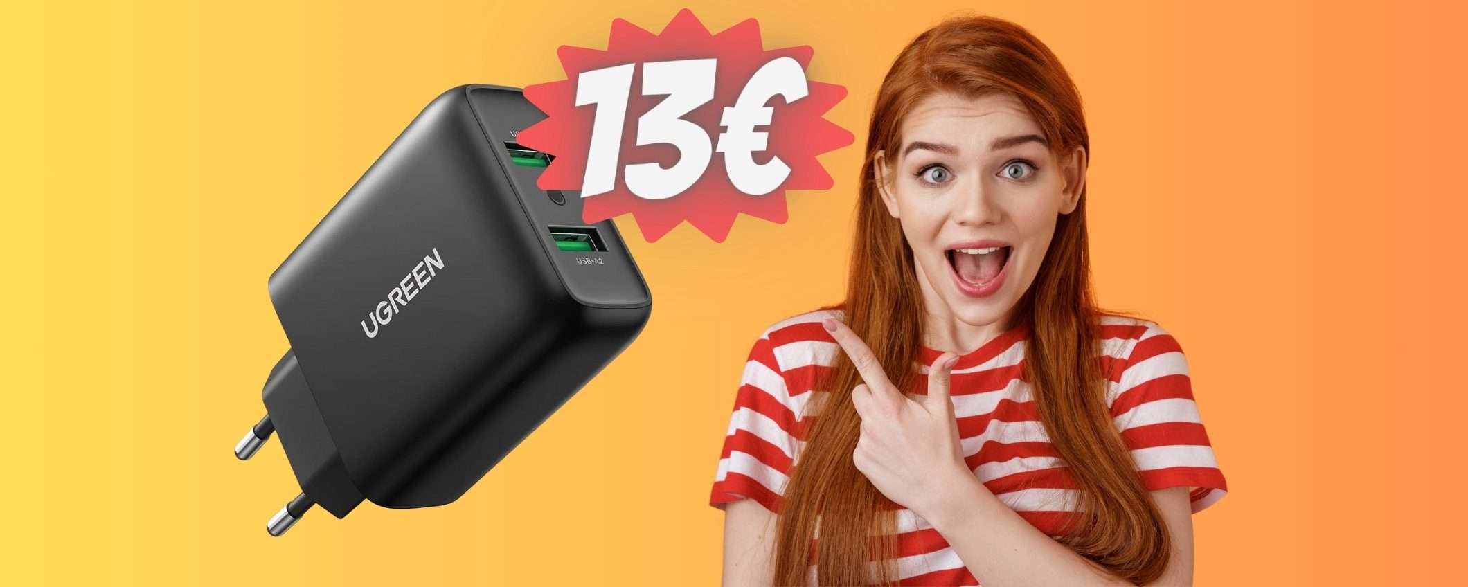 Caricatore USB con DOPPIA USCITA a soli 13€ su Amazon Caricatore USB con DOPPIA USCITA a soli 13€ su Amazon
