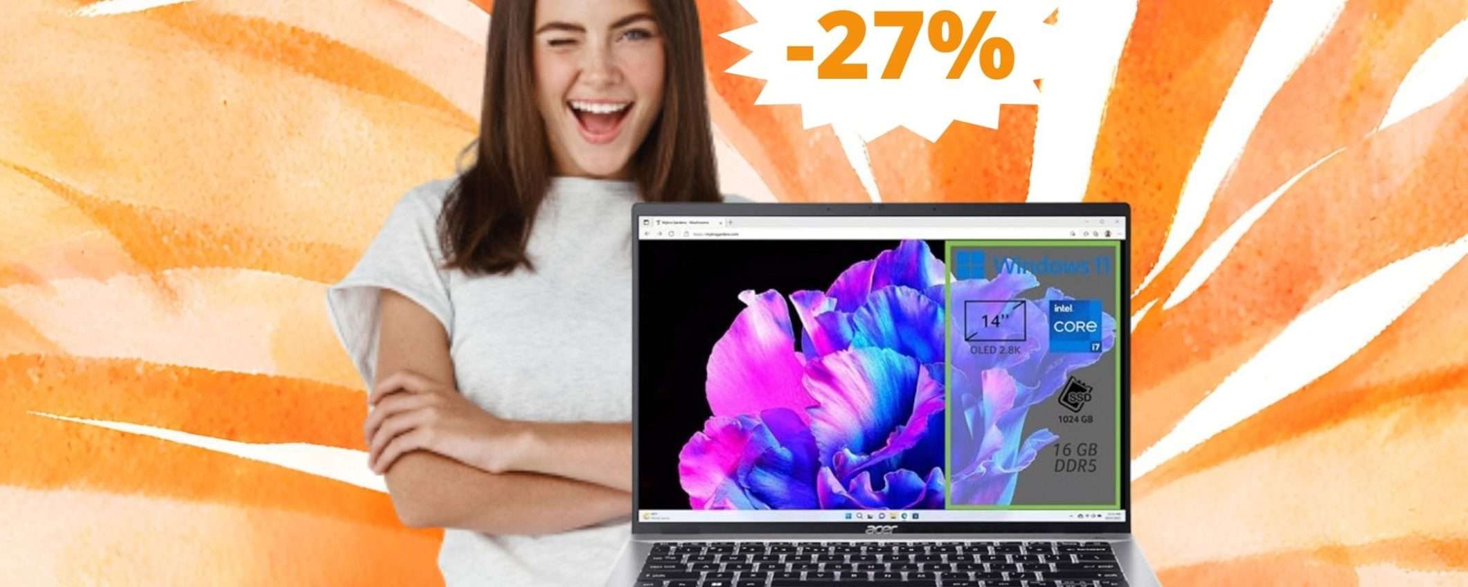 Acer Swift Go 14: oltre 300 euro di SCONTO su Amazon (-27%) Acer Swift Go 14: oltre 300 euro di SCONTO su Amazon (-27%)