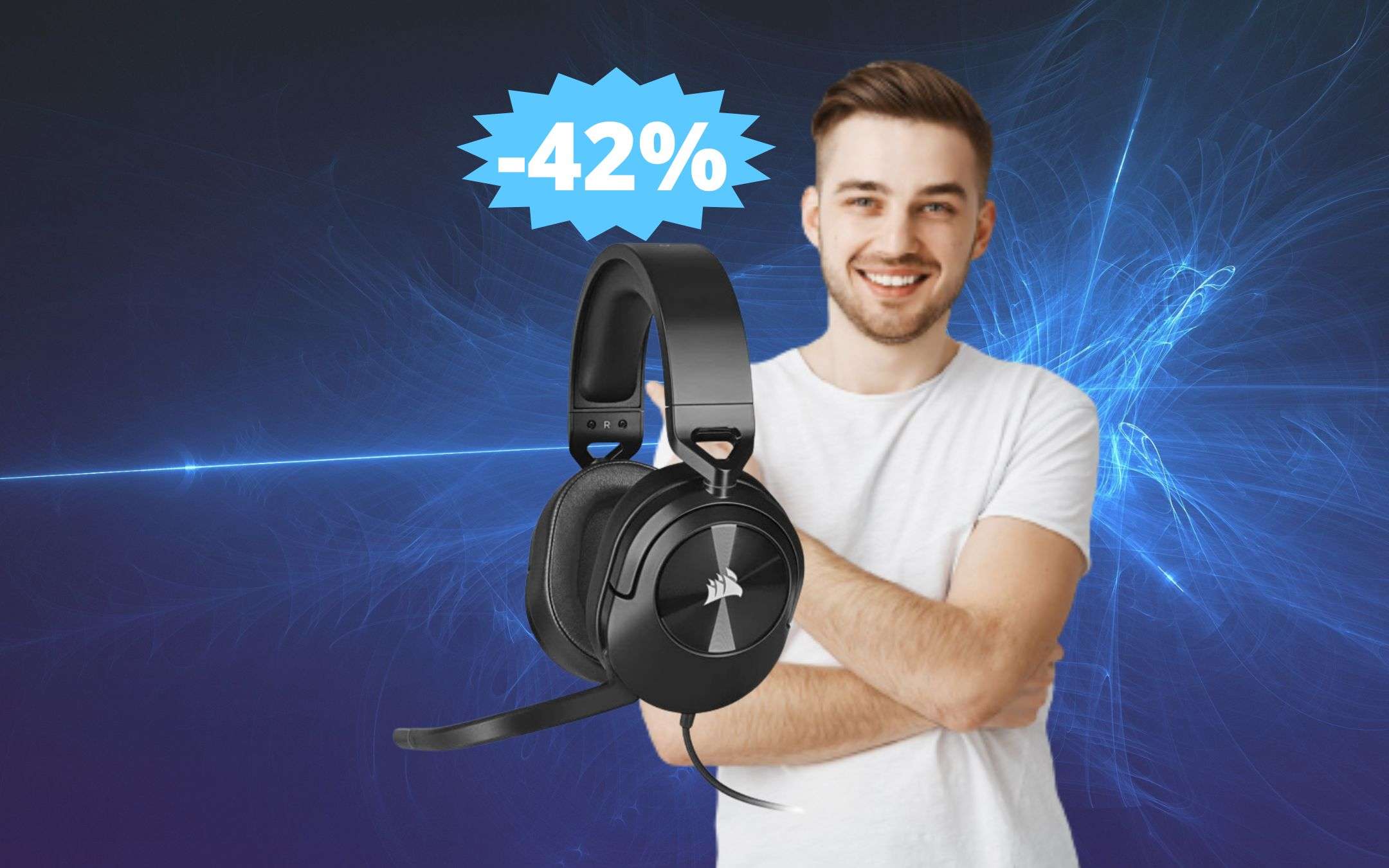 Cuffie Wireless Corsair HS55 - Dolby 7.1 Surround | Microfono Omnidirezionale | Per PC, PS5, PS4