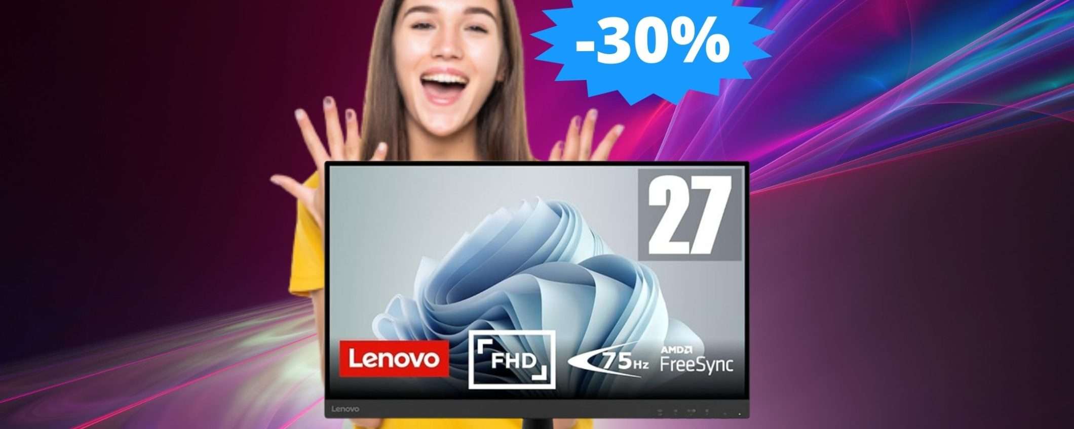 Monitor Lenovo D27-45: MEGA sconto del 30% su Amazon Monitor Lenovo D27-45: MEGA sconto del 30% su Amazon