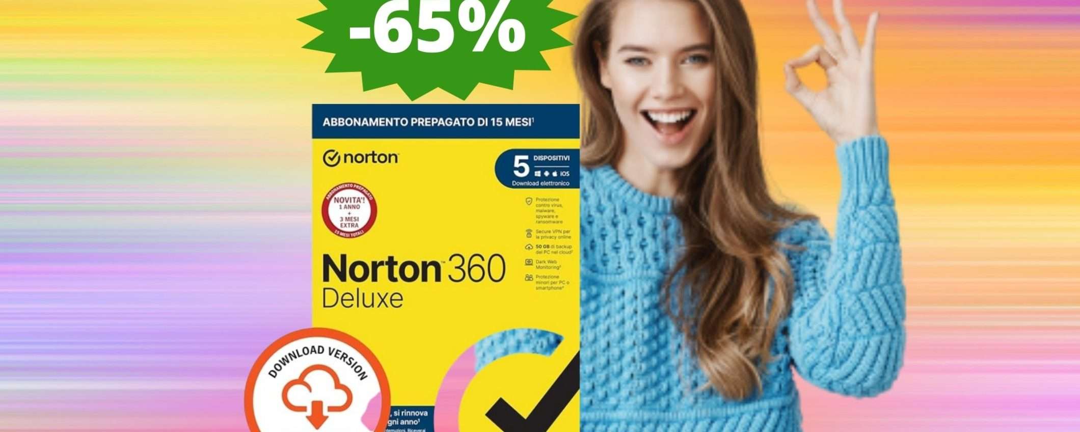Norton 360 Deluxe 2024: CROLLO del prezzo su Amazon (-65%) Norton 360 Deluxe 2024: CROLLO del prezzo su Amazon (-65%)