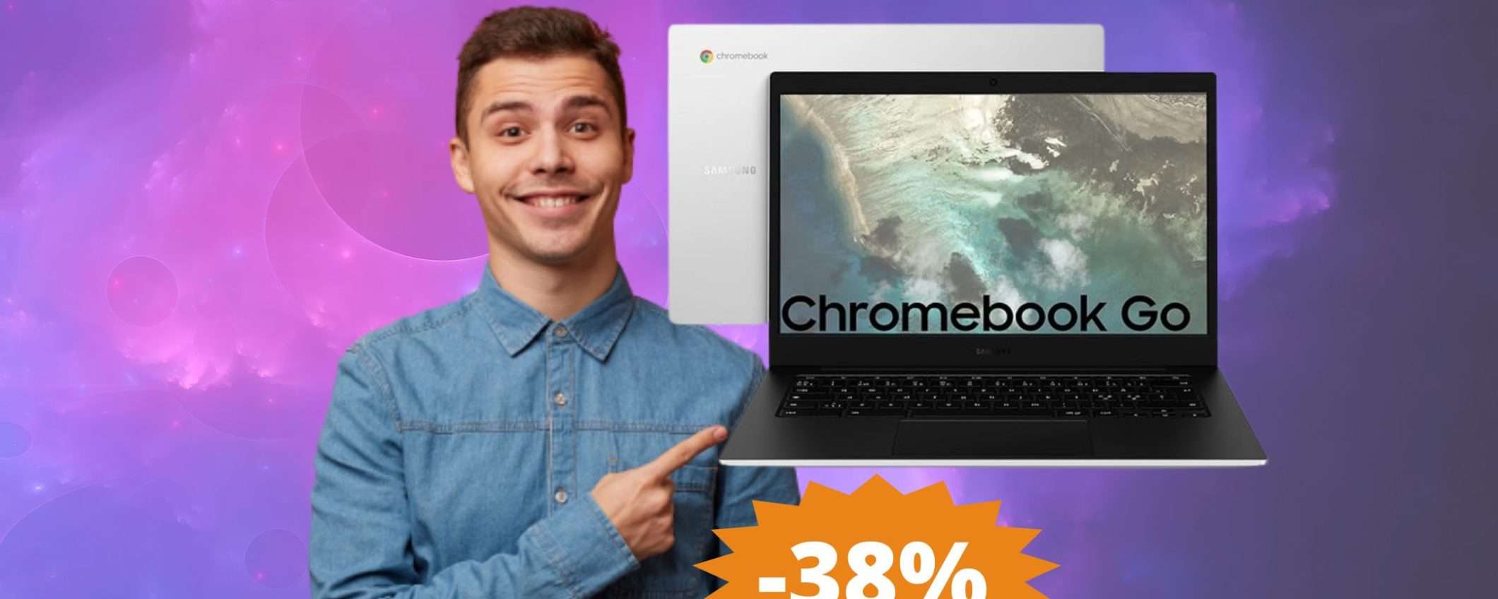 Samsung Galaxy Chromebook Go: prezzo BOMBA su Amazon (-38%) Samsung Galaxy Chromebook Go: prezzo BOMBA su Amazon (-38%)