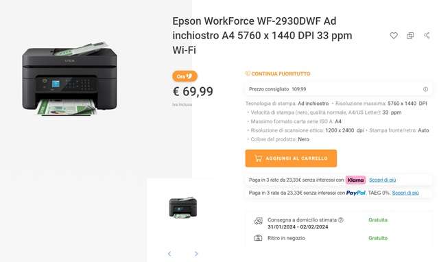 epson workforce 69 euro unieuro