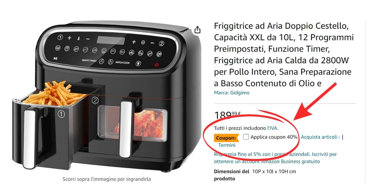 friggitrice-ad-aria-doppio-cestello-12-programmi-sconto-40-coupon