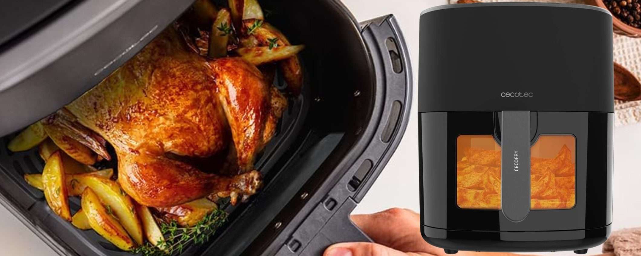 Friggitrice ad aria GIGANTE a 52€: cucina TUTTO lei, sconto 41% su Amazon Friggitrice ad aria GIGANTE a 52€: cucina TUTTO lei, sconto 41% su Amazon