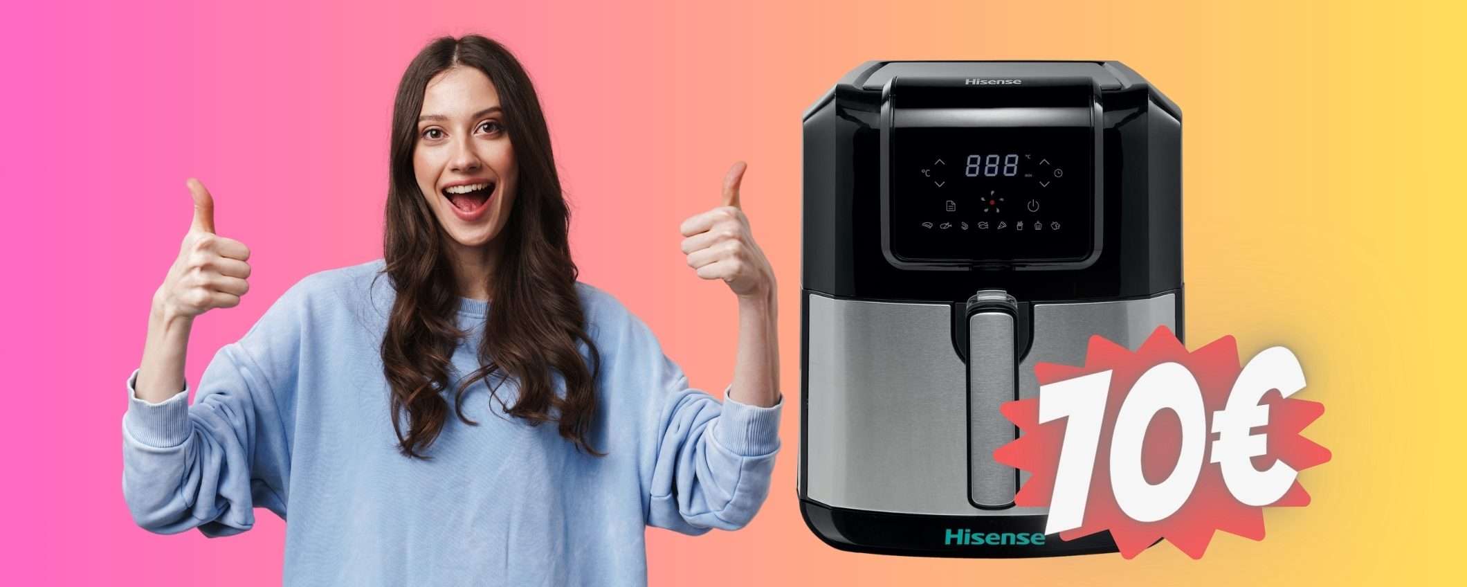 Hisense OUTLET con la friggitrice ad aria da 6L e 8 programmi a 70€ Hisense OUTLET con la friggitrice ad aria da 6L e 8 programmi a 70€