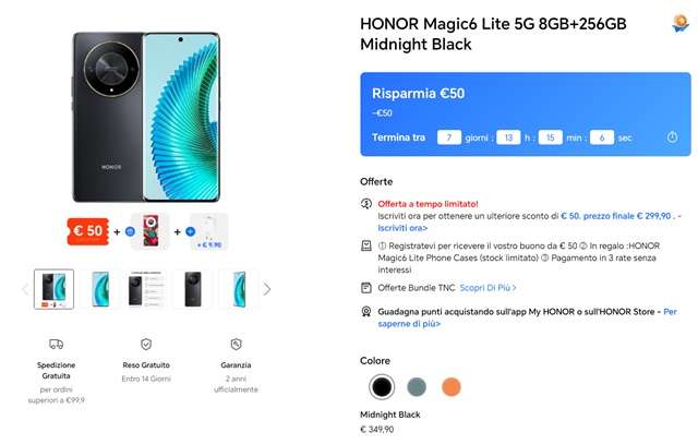 honor magic 6 lite 349 euro store ufficiale