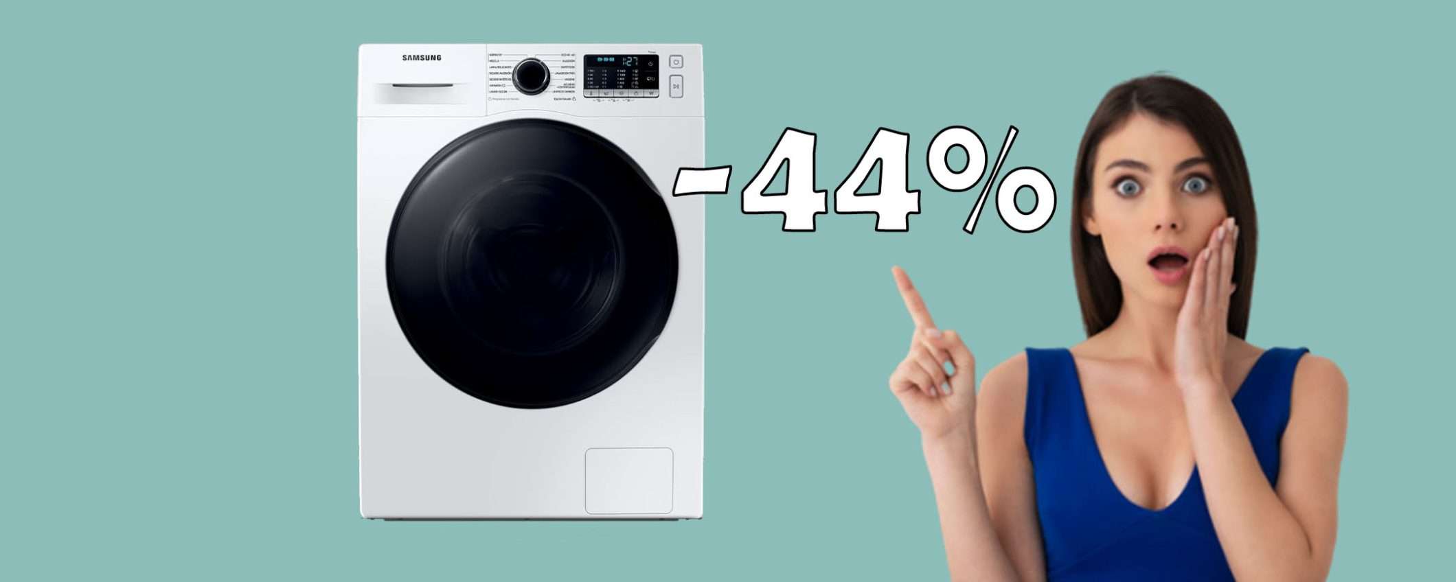 Lavasciuga Samsung da 9+6 kg in SUPER offerta: sconto del 44% Lavasciuga Samsung da 9+6 kg in SUPER offerta: sconto del 44%