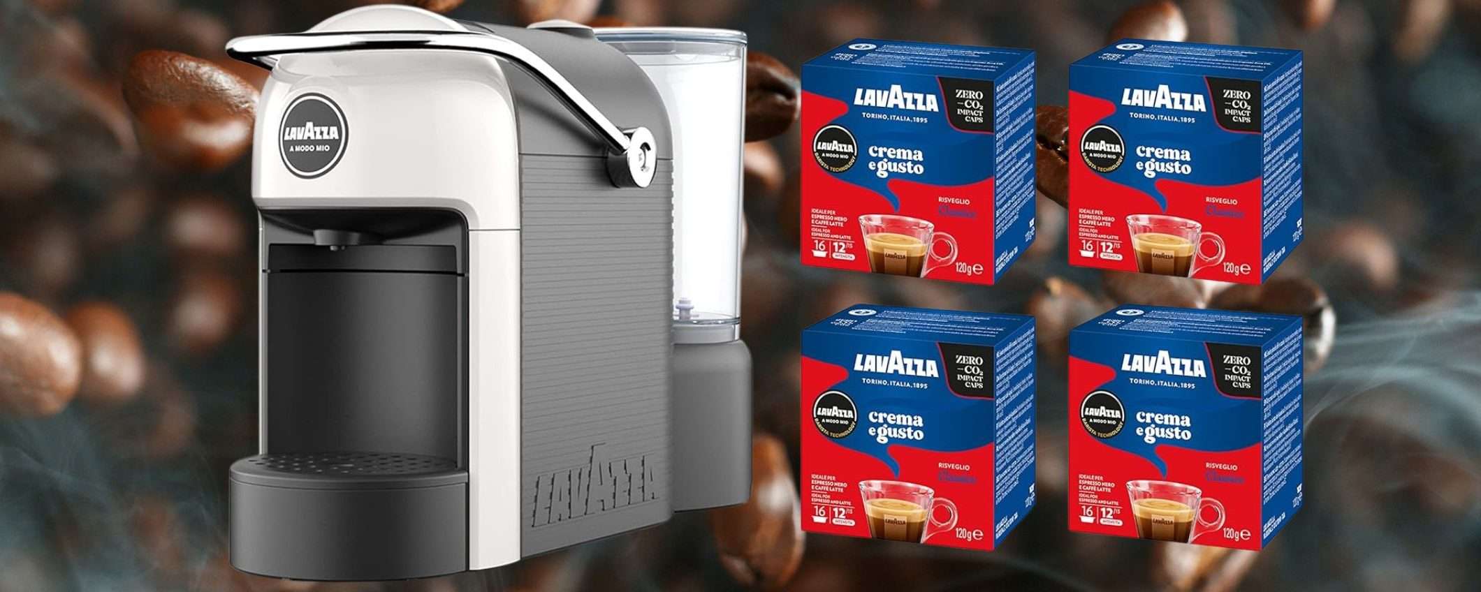 Macchina del caffè Lavazza a prezzo WOW con 64 capsule GRATIS (89€)