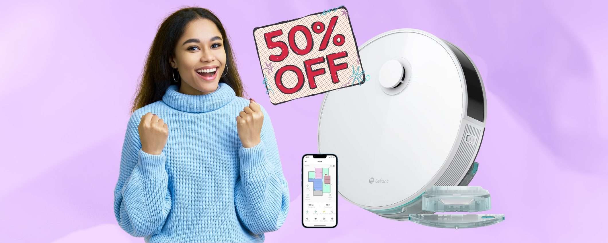 LEFANT N3: robot aspirapolvere e lavapavimenti con mappatura al 50% LEFANT N3: robot aspirapolvere e lavapavimenti con mappatura al 50%