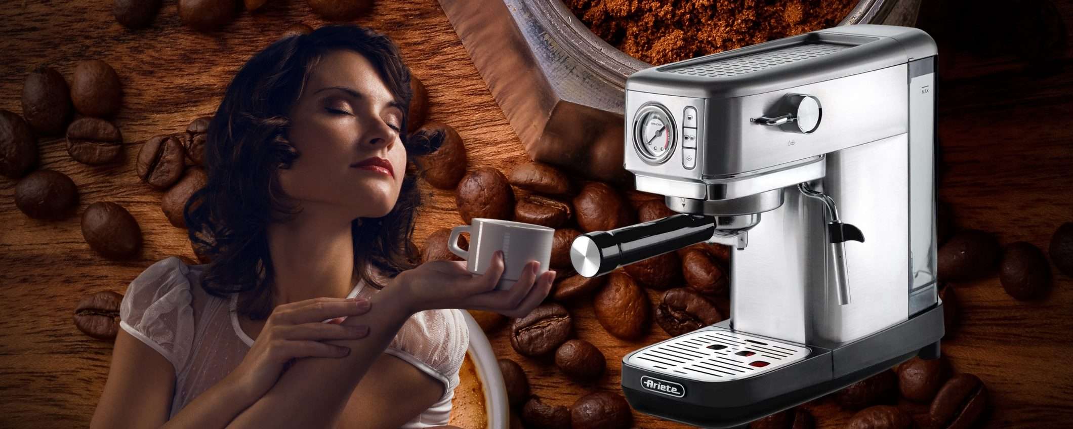 Macchina per caffè e cappuccio professionale Ariete Slim Metal 1381 Macchina per caffè e cappuccio professionale Ariete Slim Metal 1381