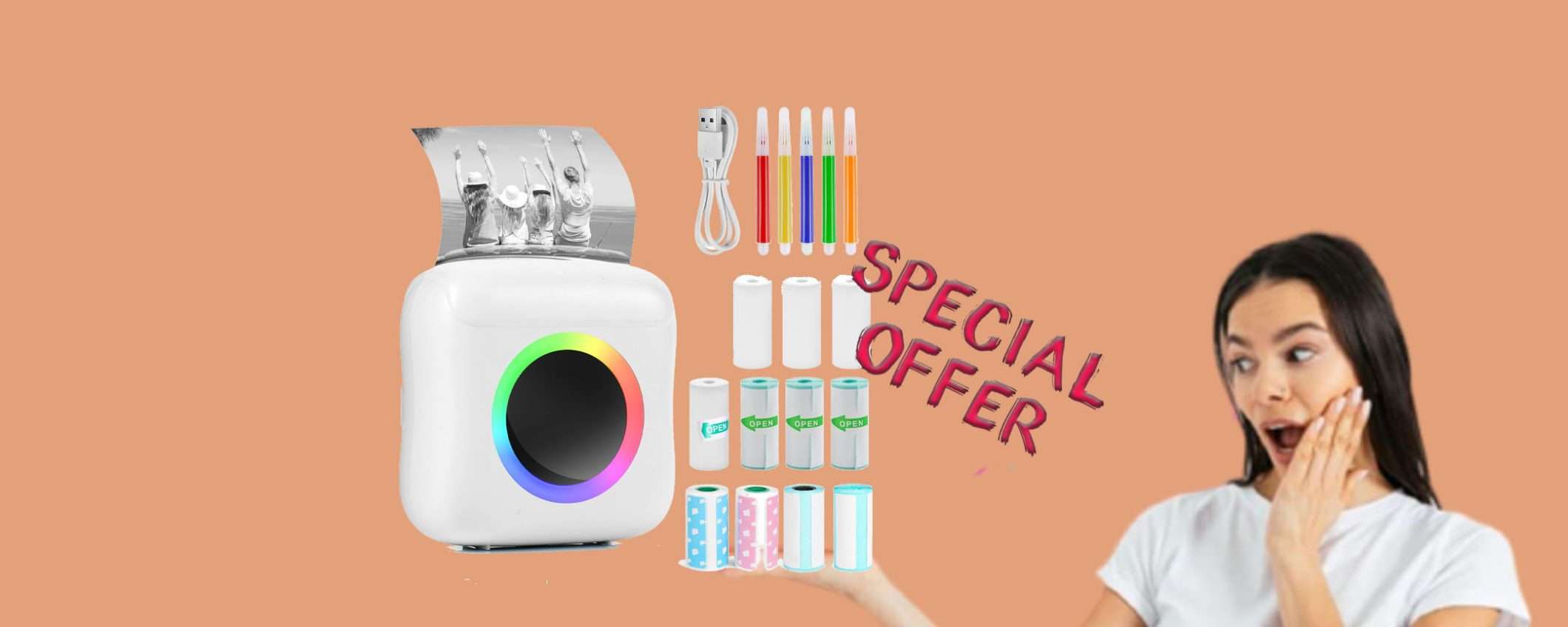 Mini stampante fotografica Bluetooth: SCONTATISSIMA a soli 27€