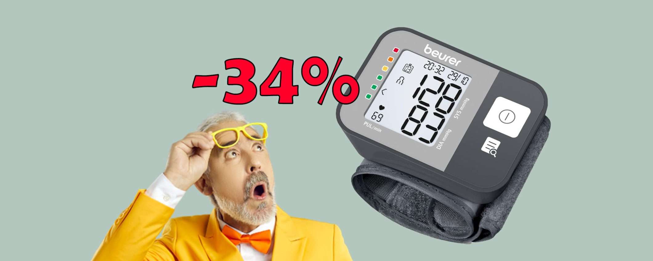 Misuratore di pressione da polso al prezzo RIBASSATO del 34% Misuratore di pressione da polso al prezzo RIBASSATO del 34%