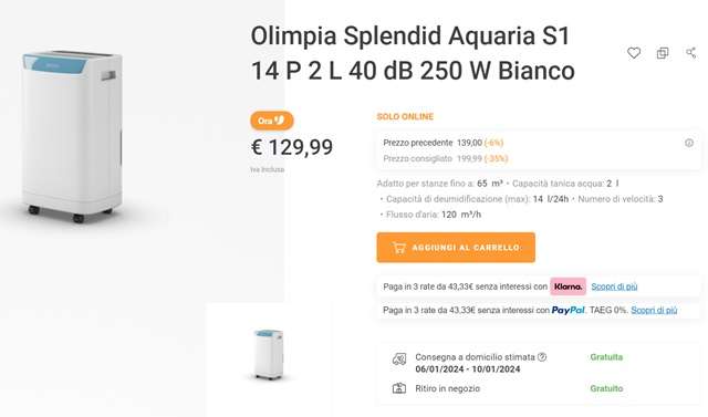 olimpia splendid aquaria s1 129 euro unieuro