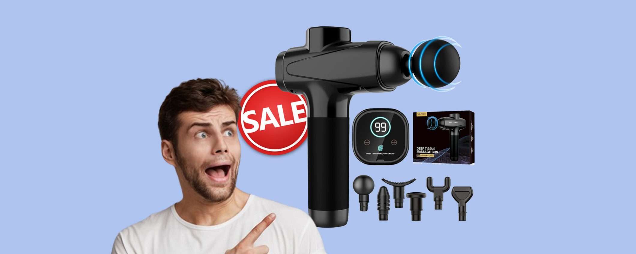 Pistola per massaggio muscolare in MEGA sconto a soli 30€ Pistola per massaggio muscolare in MEGA sconto a soli 30€