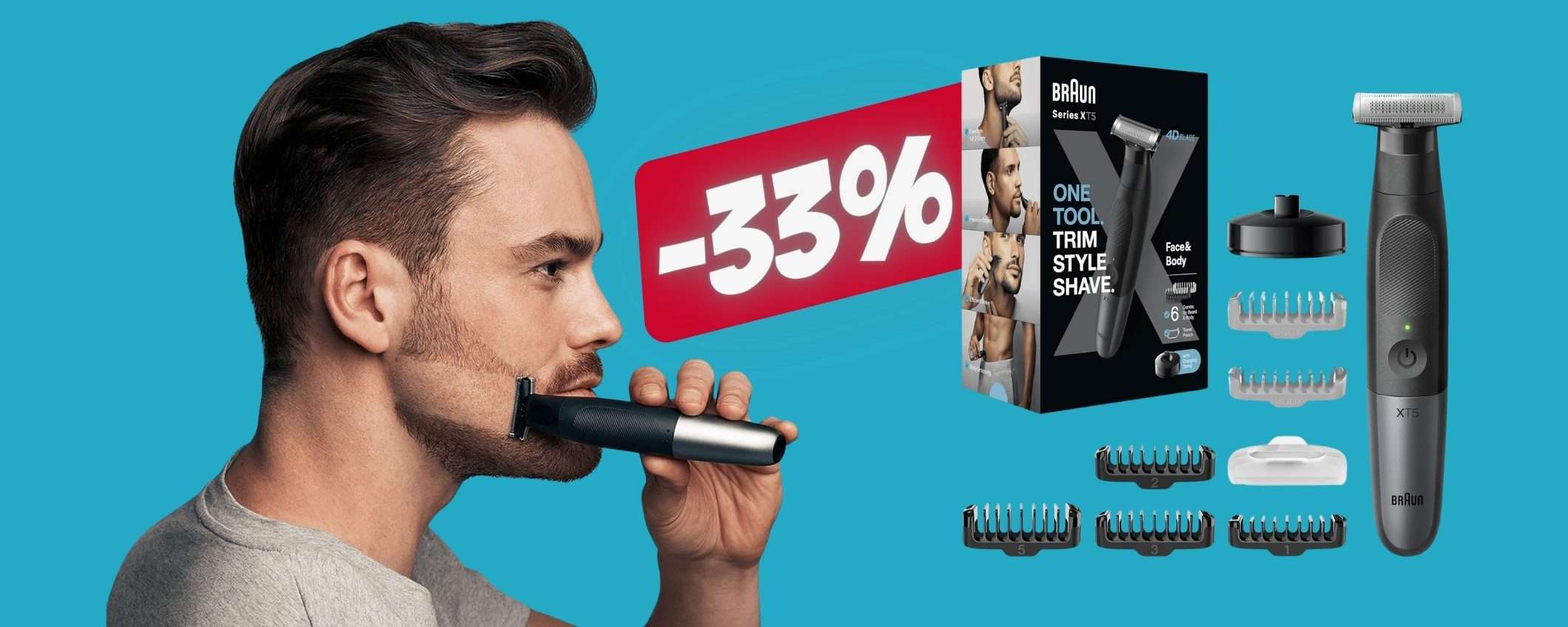 Rasoio elettrico Braun per barba e corpo in OFFERTA lampo al 33%