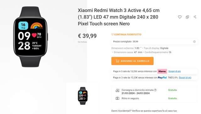 Lo Xiaomi Redmi Watch 3 Active arriva in Europa al prezzo di 39,99 euro -   News