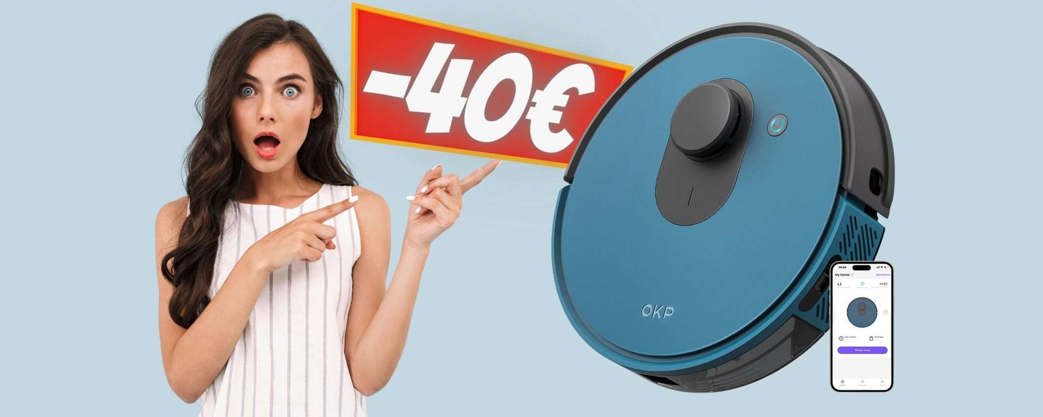 Robot aspirapolvere con mappatura e navigazione intelligente a 159€ Robot aspirapolvere con mappatura e navigazione intelligente a 159€