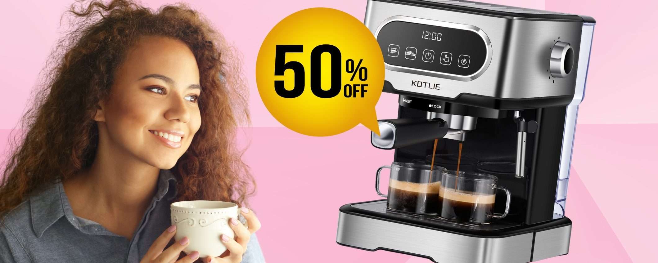 SCONTO del 50% per questa macchina per caffè e cappuccio da 20 bar SCONTO del 50% per questa macchina per caffè e cappuccio da 20 bar