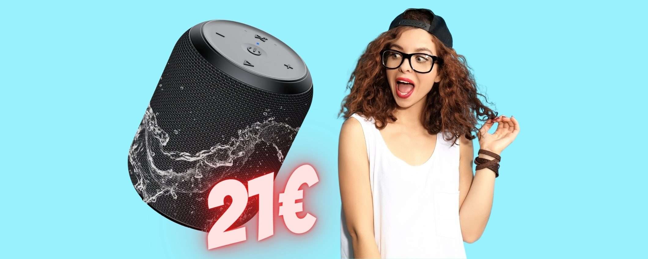 Speaker Bluetooth portatile e impermeabile dal suono vibrante a 21€ Speaker Bluetooth portatile e impermeabile dal suono vibrante a 21€