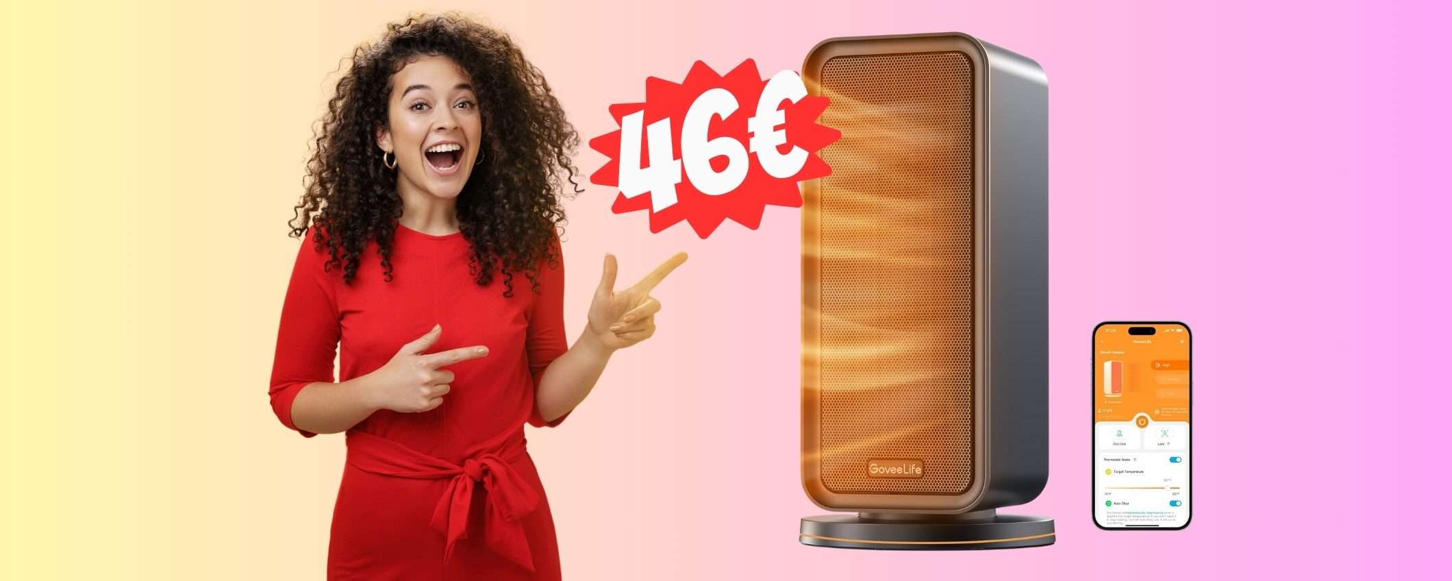 Stufetta elettrica WiFi con termostato e controlli in app a soli 46€ Stufetta elettrica WiFi con termostato e controlli in app a soli 46€