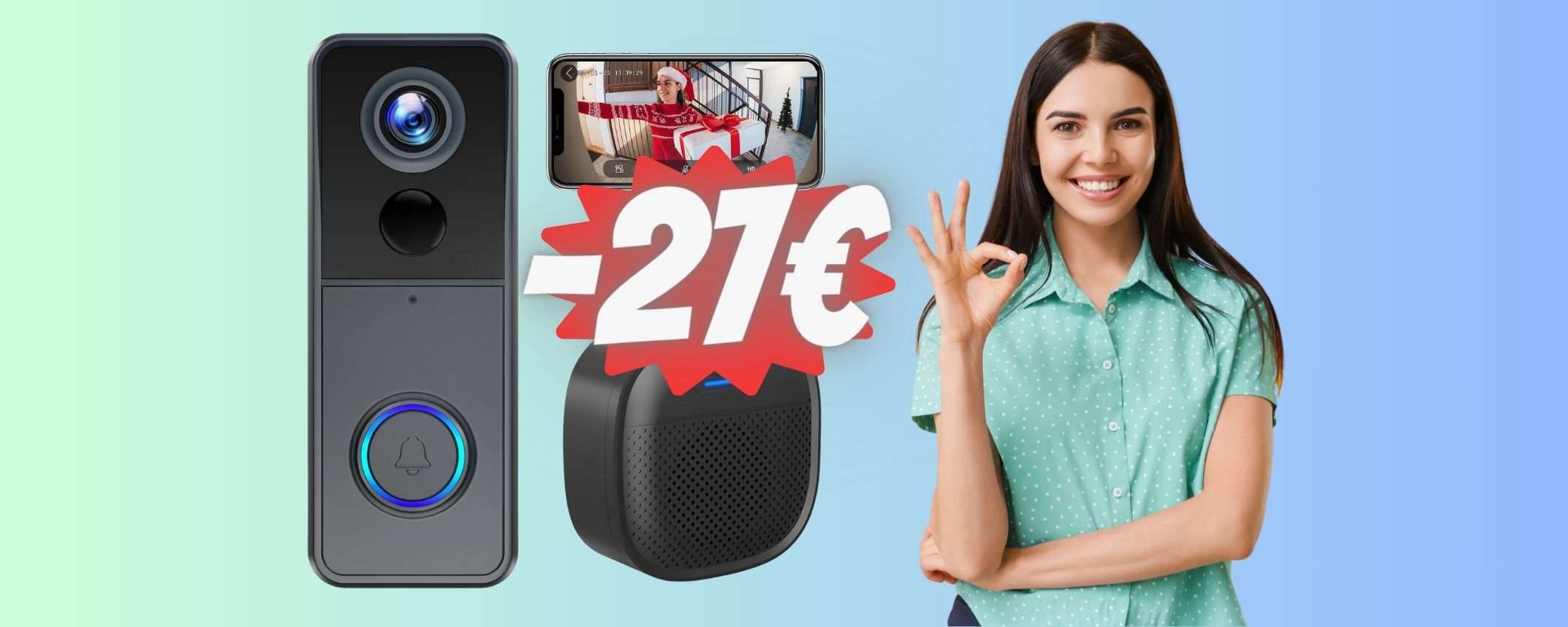 Videocitofono WiFi con campanello impermeabile in SCONTO DOPPIO Videocitofono WiFi con campanello impermeabile in SCONTO DOPPIO