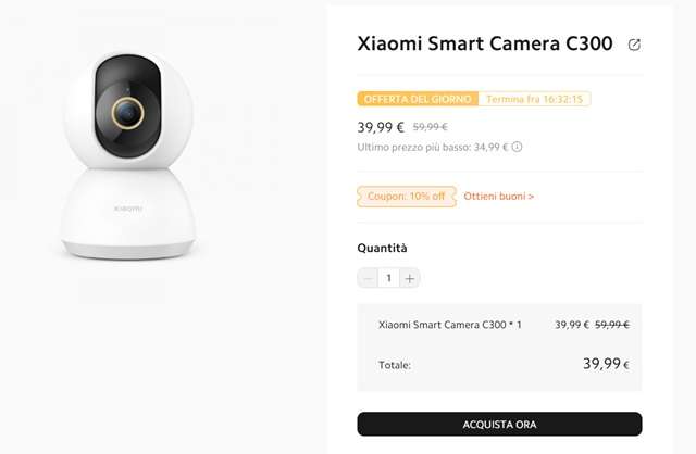 xiaomi smart camera c300 39 euro mi store