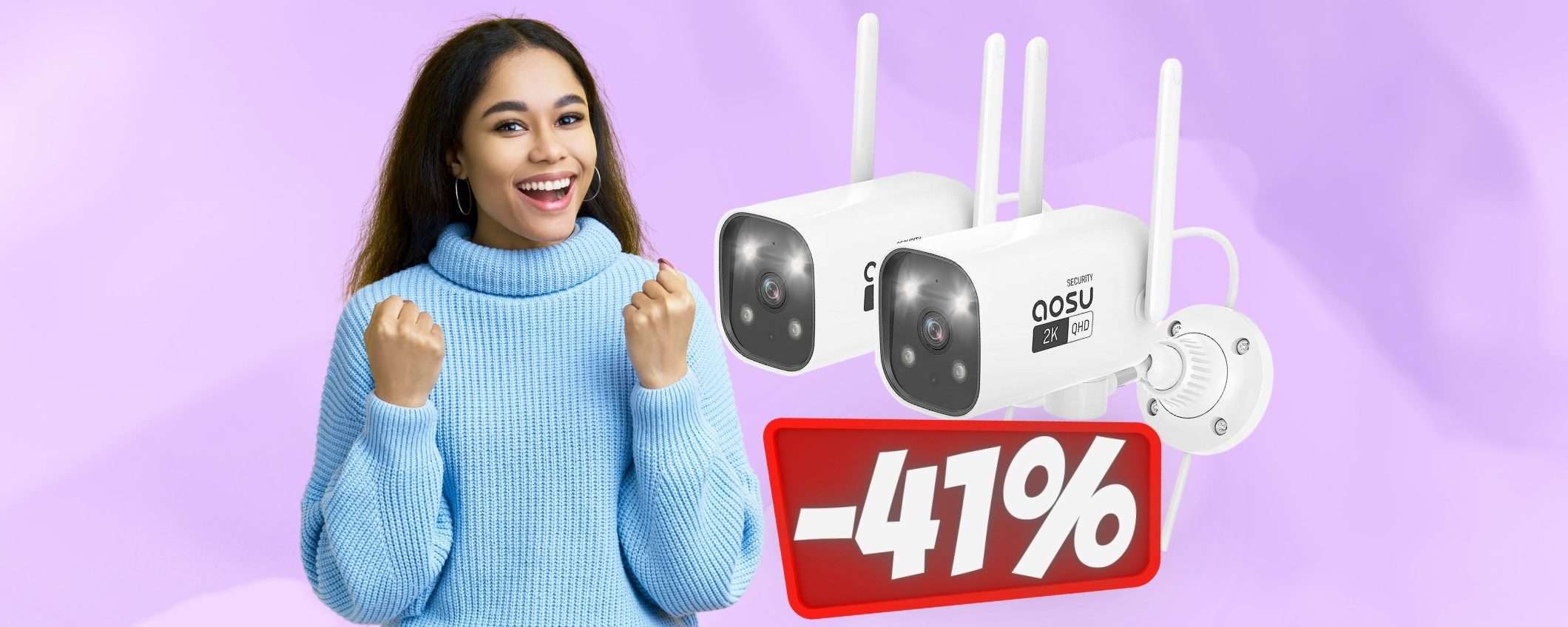 2 telecamere WiFi da esterno con visione notturna al 40% in MENO 2 telecamere WiFi da esterno con visione notturna al 40% in MENO