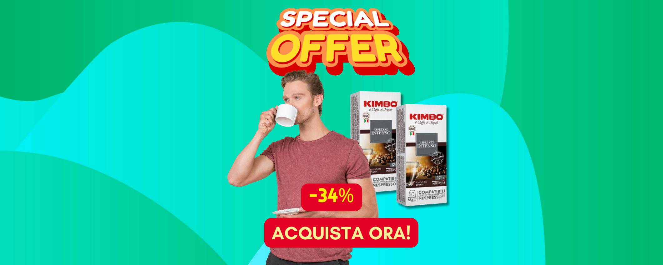200 capsule Kimbo Espresso Intenso in sconto del 34% 200 capsule Kimbo Espresso Intenso in sconto del 34%