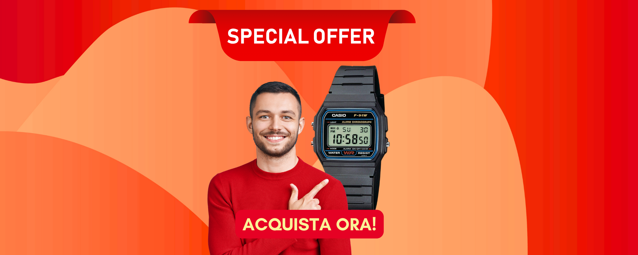 Orologio Casio F-91W in sconto del 31% su eBay!