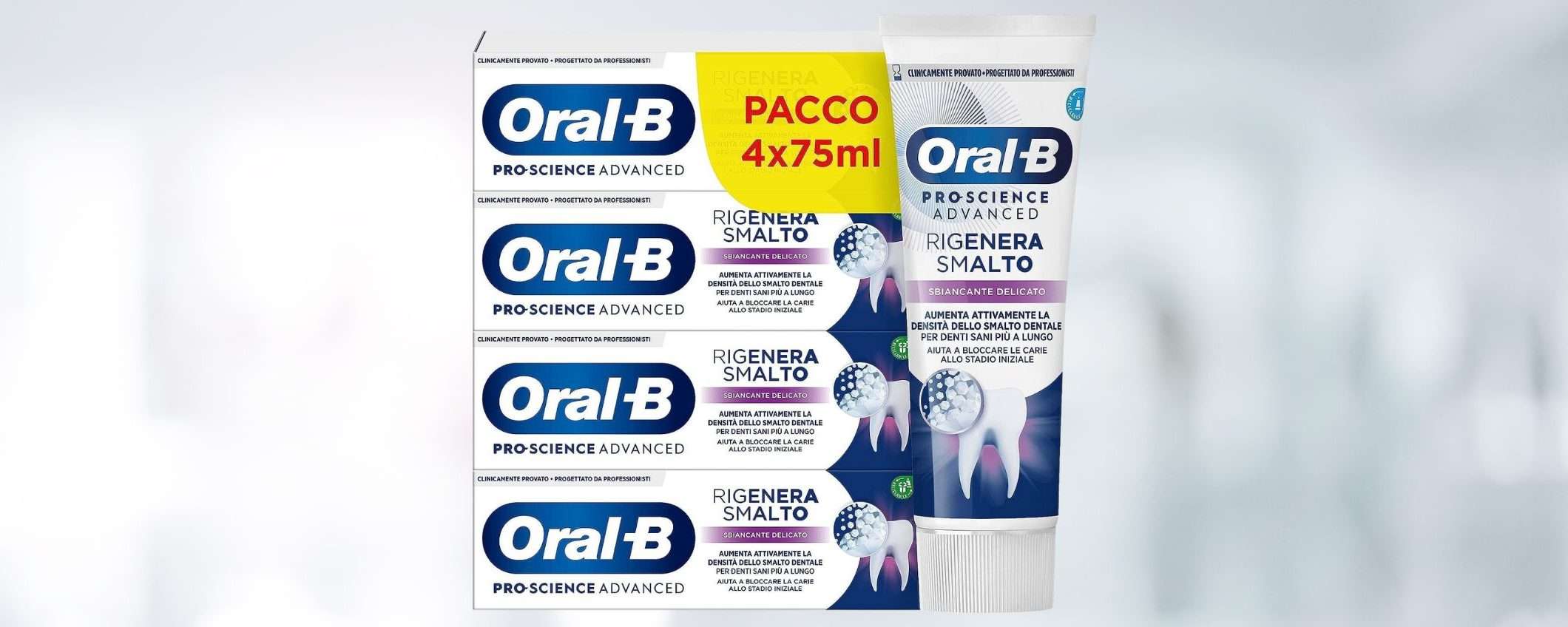 Dentifricio Oral-B Rigenera Smalto: confezione da 4 a PREZZO SCORTA