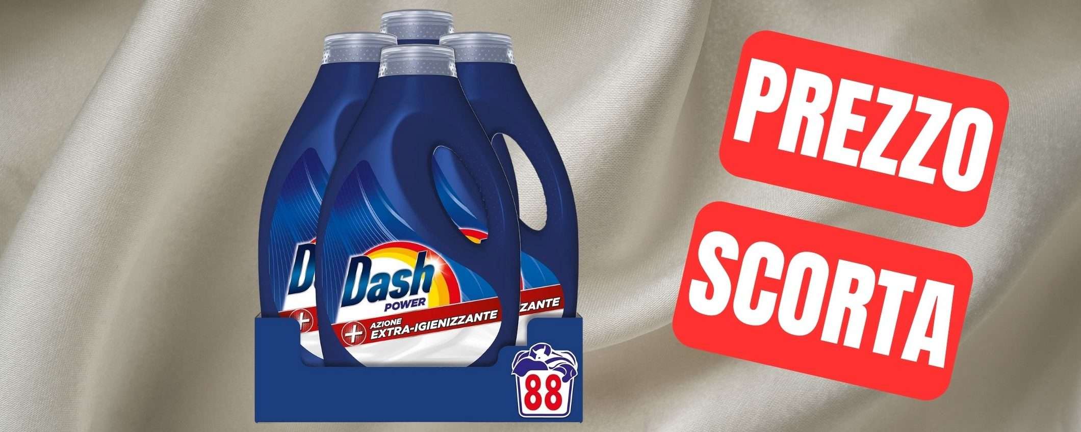 Detersivo Dash Power: 4 bottiglie in offerta a PREZZO SCORTA Detersivo Dash Power: 4 bottiglie in offerta a PREZZO SCORTA