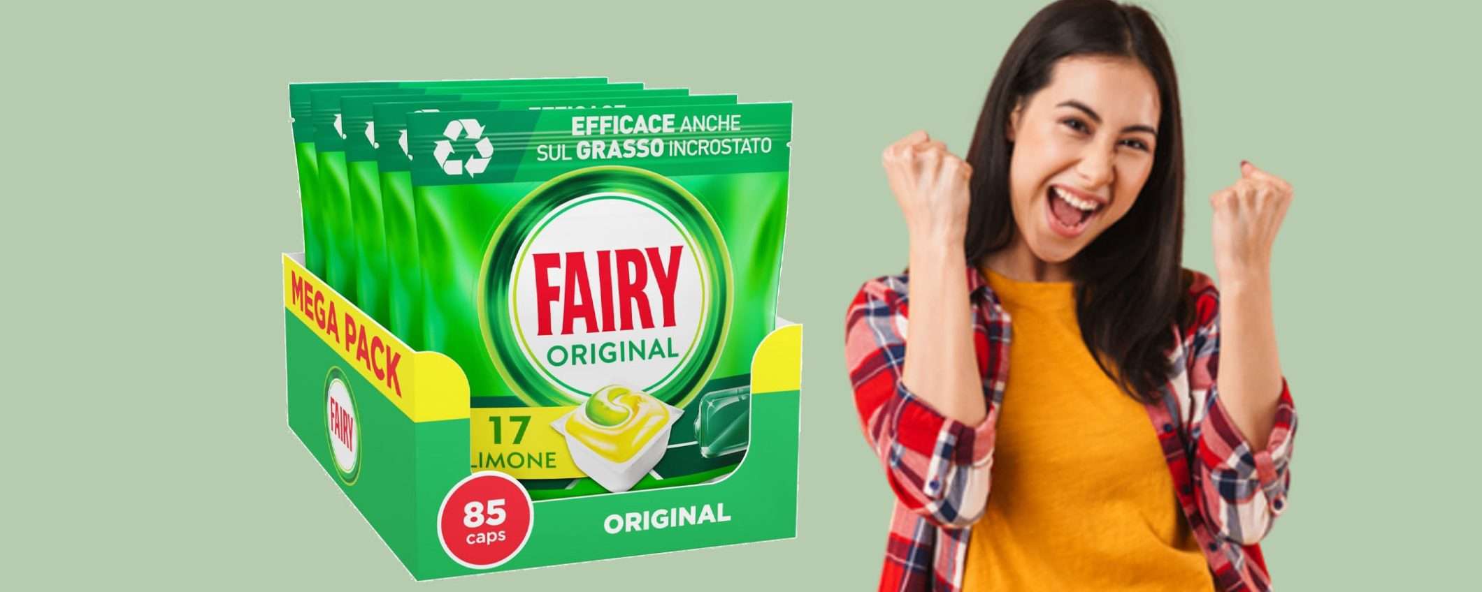 Fairy Original per lavastoviglie (85 capsule): sconto TOP del 41%