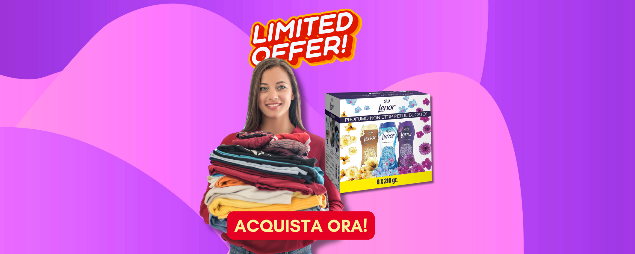 6 bottiglie di Lenor Profumatore per il bucato: maxi confezione scontata del 29% 6 bottiglie di Lenor Profumatore per il bucato: maxi confezione scontata del 29%