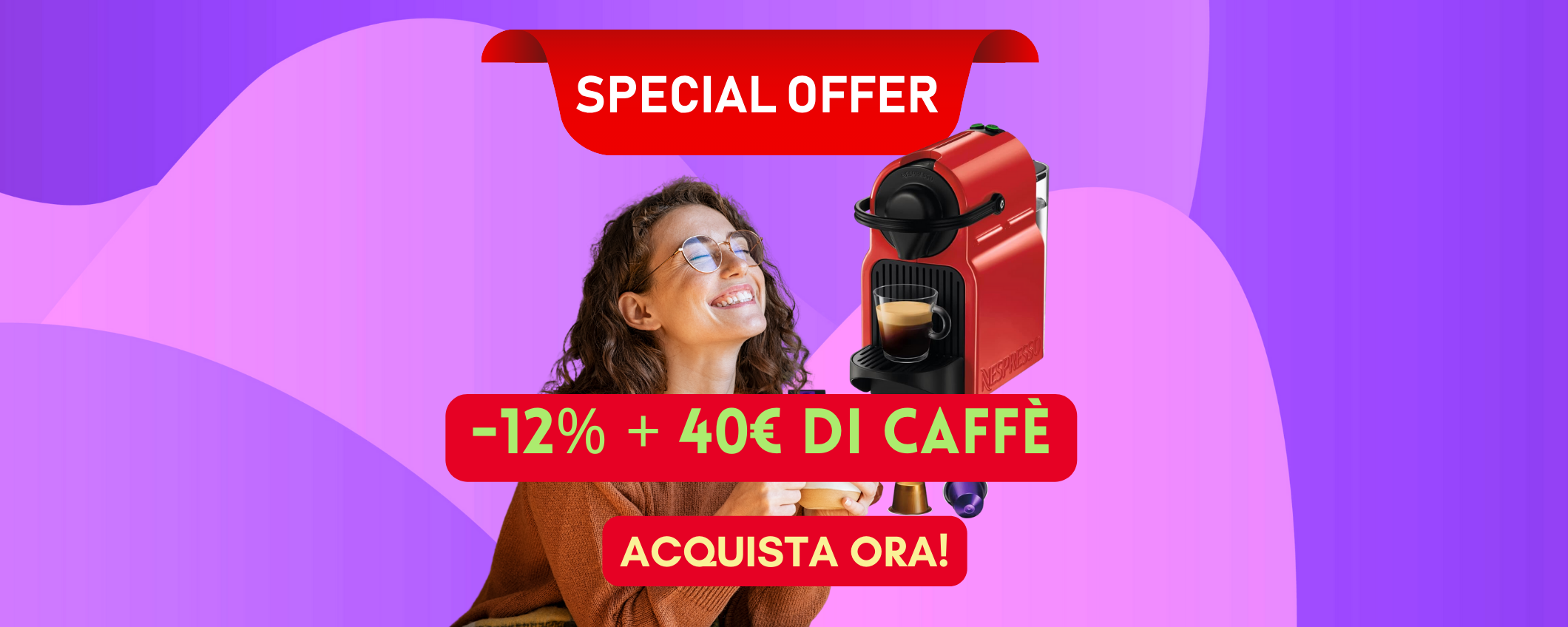 Inissia Nespresso by Krups in sconto del 12% + 40 di caffè omaggio! Inissia Nespresso by Krups in sconto del 12% + 40 di caffè omaggio!