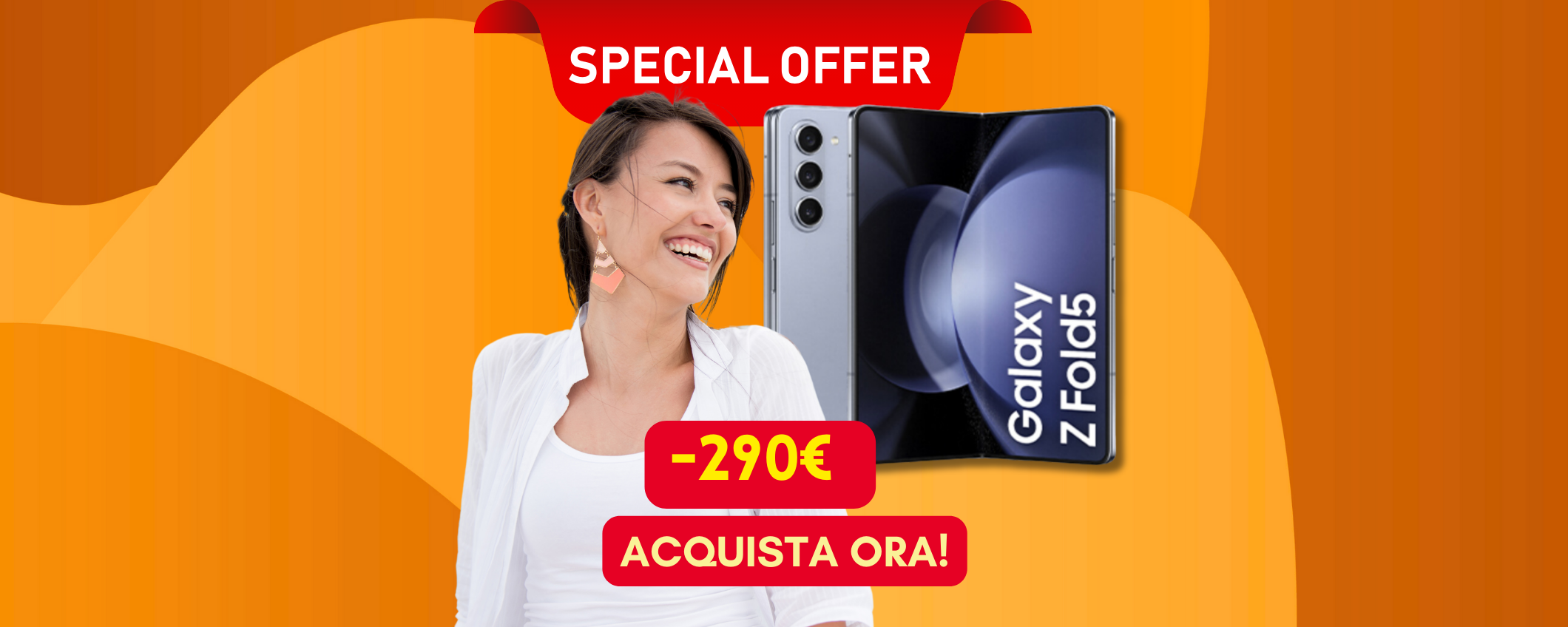 Samsung Galaxy Z Fold5 in sconto di 290€ con questo coupon! Samsung Galaxy Z Fold5 in sconto di 290€ con questo coupon!