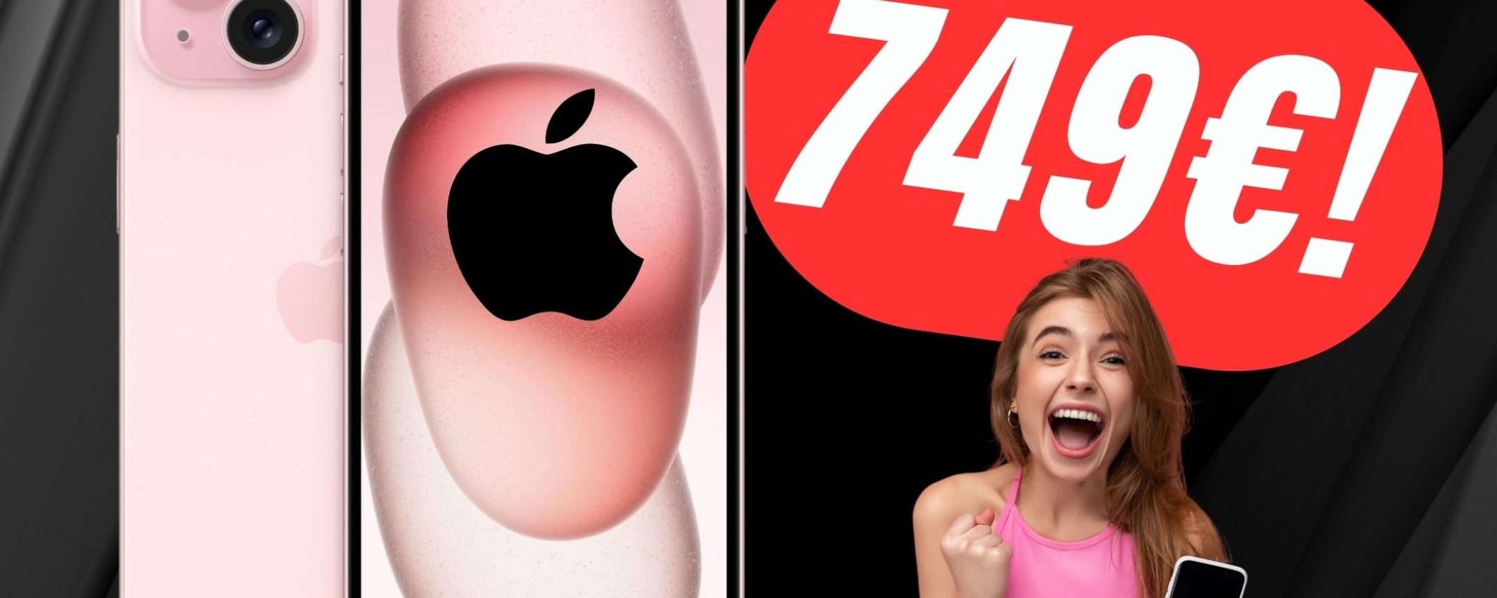 Apple iPhone 15 in colorazione Rosa è scontato a soli 749€! Apple iPhone 15 in colorazione Rosa è scontato a soli 749€!