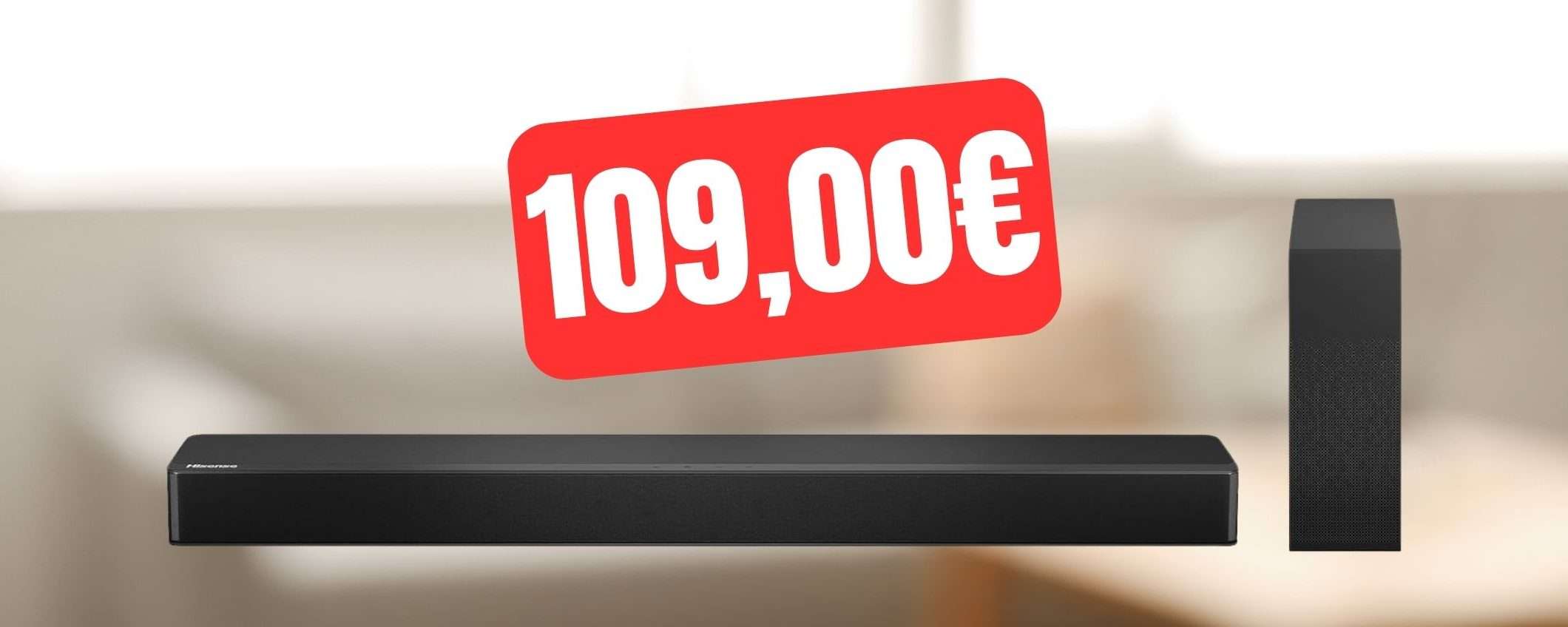 Soundbar Hisense 240W 2.1: su Amazon ti bastano 109 euro (offerta) Soundbar Hisense 240W 2.1: su Amazon ti bastano 109 euro (offerta)