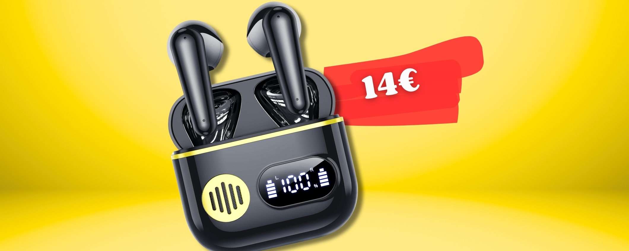 Solo 14€ per questi auricolari Bluetooth COMPLETI di tutto, occasione